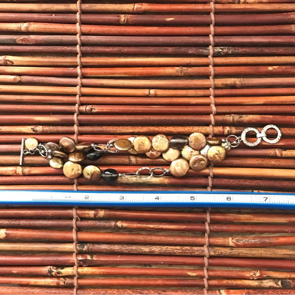 Silpada Sterling Silver Bronze Coin Pearl Bracelet toggle clasp. - Picture 4 of 6